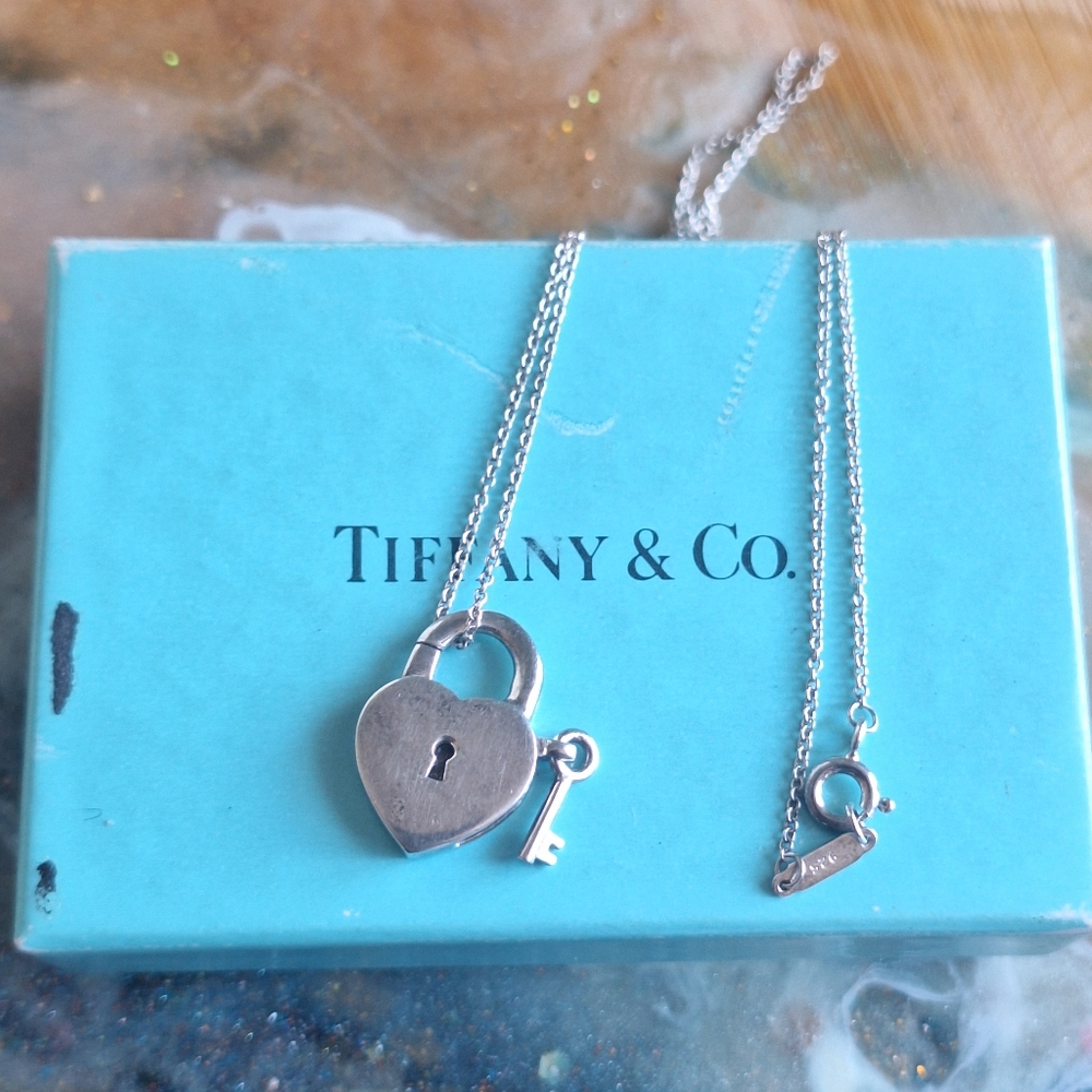 Authentic Tiffany & co Rare Heart Lock / Key  Necklace
